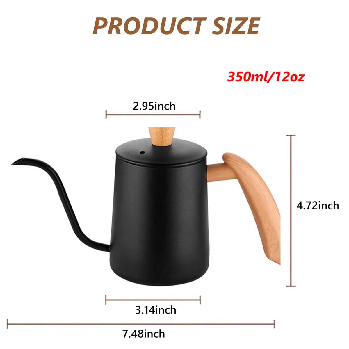 Jarra Tetera Cuello Cisne Ganso con Tapa Acero Inoxidable