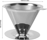 Cargar imagen en el visor de la galería, Cono Embudo Método V60 Filtrado de café En Acero Inoxidable Con Base

