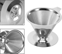 Cargar imagen en el visor de la galería, Cono Embudo Método V60 Filtrado de café En Acero Inoxidable Con Base

