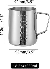 Cargar imagen en el visor de la galería, Jarra Graduada Barismo Latte Espumadora Acero + Pluma Decorativa
