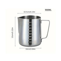 Cargar imagen en el visor de la galería, Jarra Graduada Barismo Latte Espumadora Acero + Pluma Decorativa
