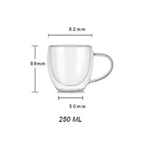 Cargar imagen en el visor de la galería, Taza Café con Asa y Doble Pared Vidrio Borosilicato
