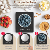 Cargar imagen en el visor de la galería, Pesa Balanza Digital Cocina Temporizador Medición 0,1 g-3 kg
