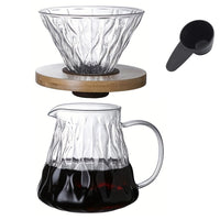 Cargar imagen en el visor de la galería, V60 base de madera más Jarra Servidora 600 ml Vidrio Borosilicato
