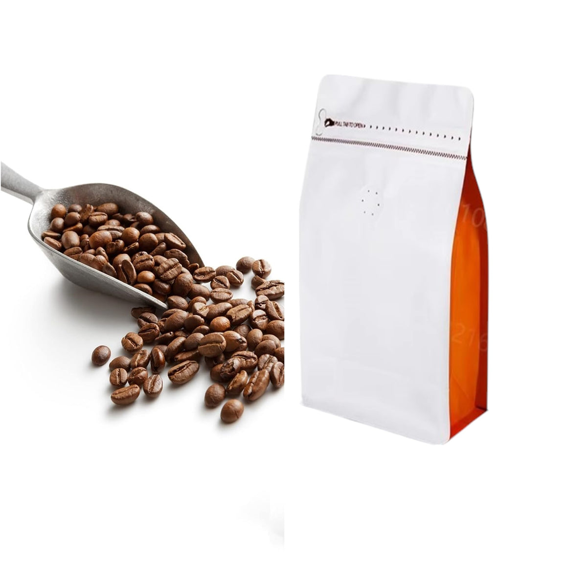 Bolsa para guardar café Frutos Secos x 50 Unidades Blanco-Naranja