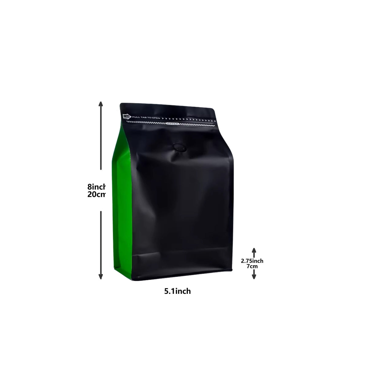 Bolsa para para café Tostado con Zipper y válvula x 50 Unidades Negro-Verde