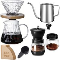 Cargar imagen en el visor de la galería, Kit Cafetero. Método V60 + Server + Jarra Cuello Cisne + Molino Manual + 100 Filtros

