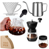 Cargar imagen en el visor de la galería, Kit Cafetero. Método V60 + Server + Jarra Cuello Cisne + Molino Manual + 100 Filtros
