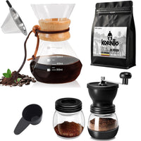 Cargar imagen en el visor de la galería, Kit Cafetero. Molino Ajustable + Tipo Chemex 600 ml + Filtro de Acero + 250 gr Cafe Origen

