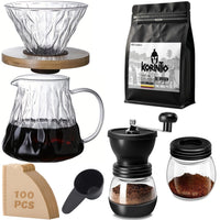 Cargar imagen en el visor de la galería, Kit Cafetero. Método V60 + Server + Café de Origen 250 Gr + Molino Ajustable + 100 Filtros
