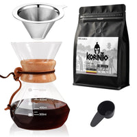 Cargar imagen en el visor de la galería, Kit Cafetero. Método Tipo Chemex 600 ml + Filtro de Acero + Café De Origen 250 Gr
