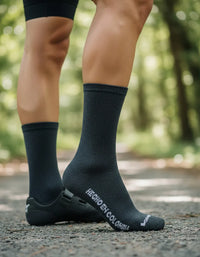 Cargar imagen en el visor de la galería, Medias Ciclismo Nylon 100% Gris Oscuro Jaspe
