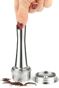 Cargar imagen en el visor de la galería, Cápsula Reutilizable de Acero Compatible Con Nespresso + Tamper + Cuchara
