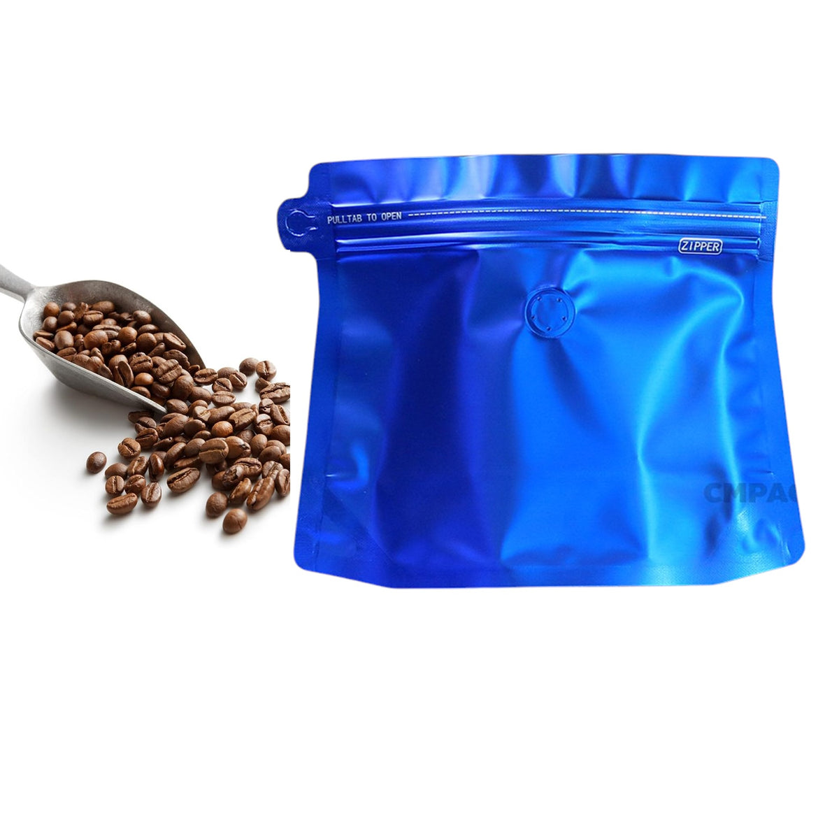 Empaque para Frutos Secos Café Cereal Válvula y Cierre Zipper x 50 Unidades Azul