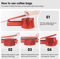 Cargar imagen en el visor de la galería, Empaque para café Forma Diamante Válvula y Cierre Zipper x 50 Unidades Rojo
