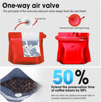 Cargar imagen en el visor de la galería, Empaque para café Forma Diamante Válvula y Cierre Zipper x 50 Unidades Rojo
