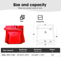 Cargar imagen en el visor de la galería, Empaque para café Forma Diamante Válvula y Cierre Zipper x 50 Unidades Rojo
