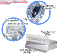 Cargar imagen en el visor de la galería, Empaque para café Frutos Secos con cremallera y válvula x 50 Unidades Plateado
