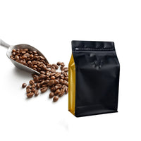 Cargar imagen en el visor de la galería, Empaque para café con Zipper y válvula x 50 Unidades Negro-Dorado
