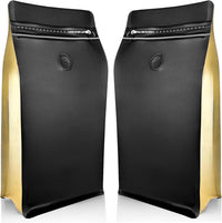 Cargar imagen en el visor de la galería, Empaque para café con Zipper y válvula x 50 Unidades Negro-Dorado
