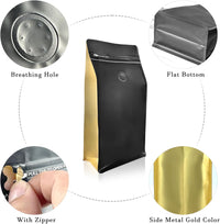 Cargar imagen en el visor de la galería, Empaque para café con Zipper y válvula x 50 Unidades Negro-Dorado

