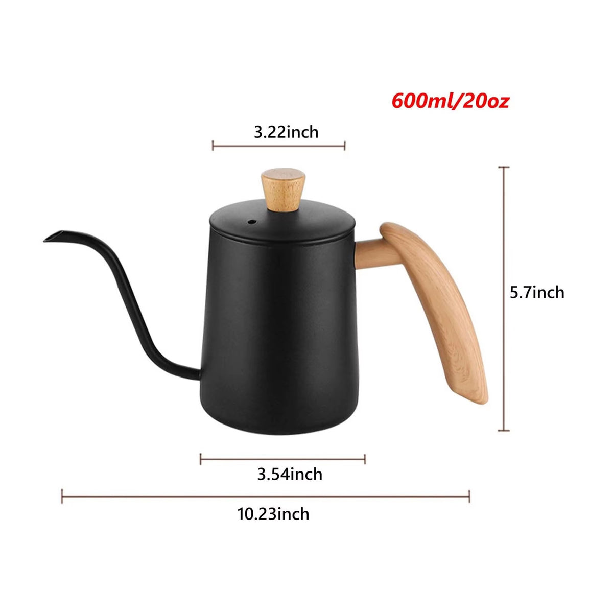 Jarra Tetera Cuello Cisne Ganso con Tapa Acero Inoxidable