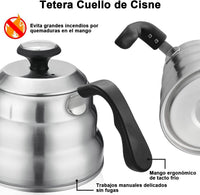 Cargar imagen en el visor de la galería, Jarra Tetera De Acero Inoxidable Con Cuello De Cisne y Termómetro

