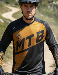 Cargar imagen en el visor de la galería, Jersey buzo ciclismo MTB korintio negro mostaza
