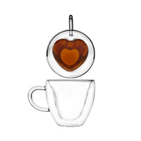 Cargar imagen en el visor de la galería, Taza Pocillo con Oreja Doble Pared Vidrio Borosilicato Forma corazón
