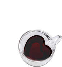 Cargar imagen en el visor de la galería, Taza Pocillo con Oreja Doble Pared Vidrio Borosilicato Forma corazón
