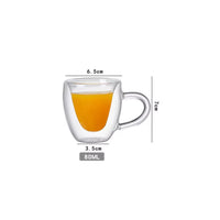 Cargar imagen en el visor de la galería, Taza Pocillo con Oreja Doble Pared Vidrio Borosilicato Forma corazón
