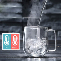 Cargar imagen en el visor de la galería, Taza con Oreja Café Té Doble Pared Vidrio Borosilicato
