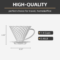 Cargar imagen en el visor de la galería, V60 Vidrio Borosilicato con oreja para 1 a 4 tazas de café
