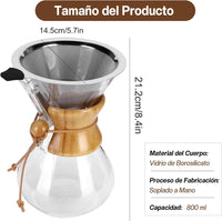 Cargar imagen en el visor de la galería, cafetera chemex de 800 ml vidrio de borosilicato con filtro
