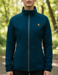 Cargar imagen en el visor de la galería, chaqueta cortaviento mujer liviana azul petroleo
