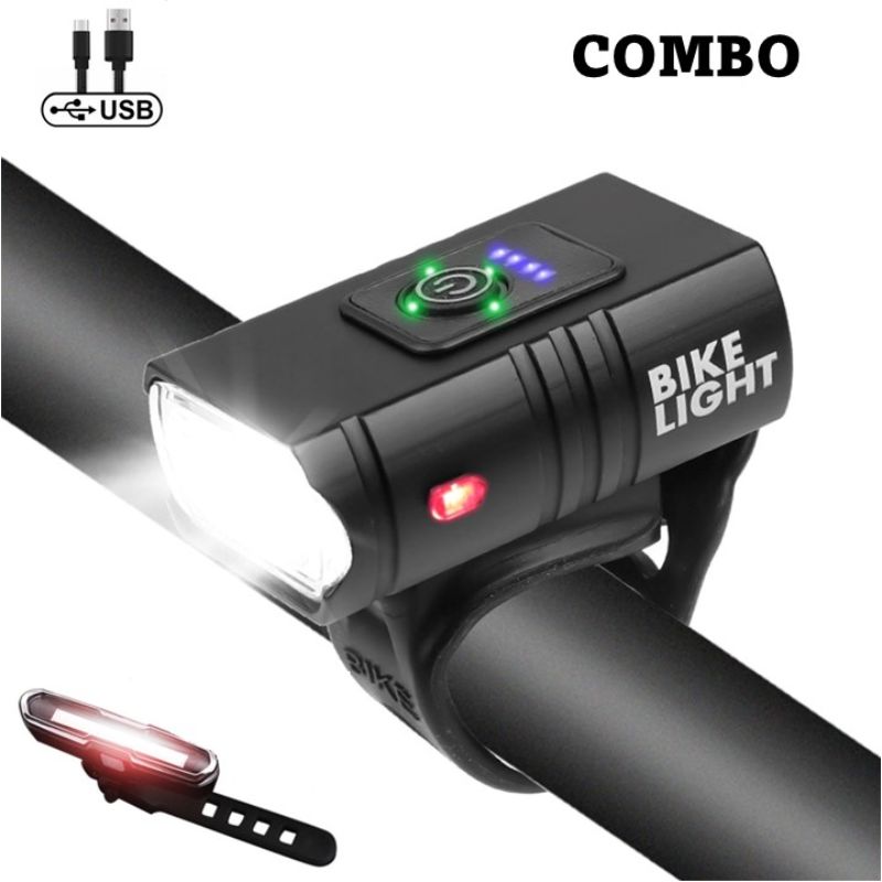 Luz Delantera Recargable 800 Lumen más Stop Trasero bicicleta