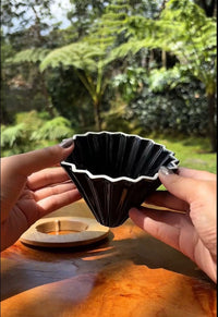 Cargar imagen en el visor de la galería, v60 método goteo-café 1 a 2 taza en cerámica tipo origami negro
